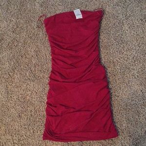 Express Red Strapless Dress